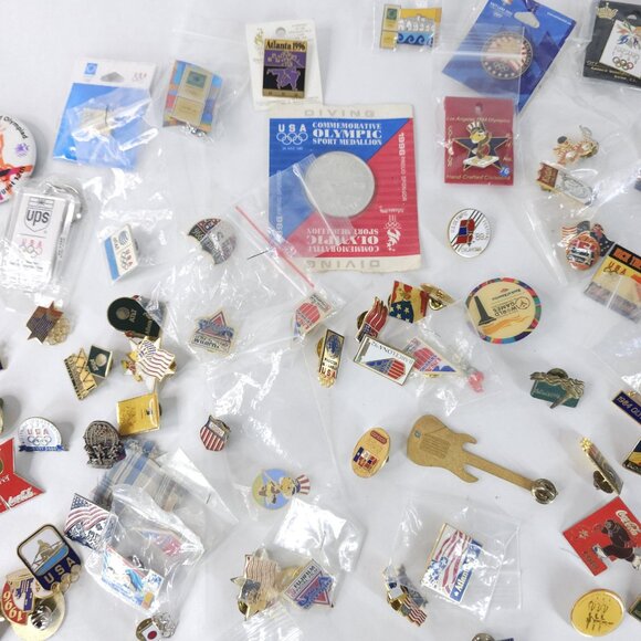 Vintage Olympic Games Pin Lot USA LA 1984 Atlanta 1996 Mascots Sponsors Rare Set - Picture 12 of 12